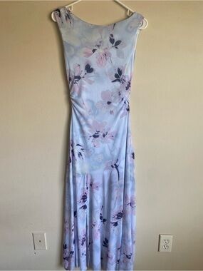 Altar’d State Junie Mesh Floral Maxi Dress Blue Pink Size S